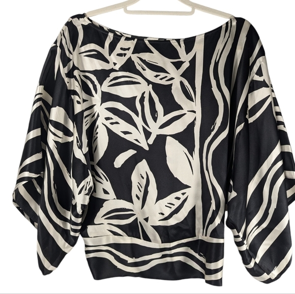 Vintage Cache Silk Glam Bat Wing Sleeve Whimsical Smocked Top Chic Blouse Size S - Picture 1 of 8